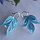 Clips Coro hojas azules, esmalte, 60s. Vintage earrings. irina-h18. Интернет-магазин Ярмарка Мастеров.  Фото №2