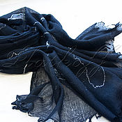 Аксессуары handmade. Livemaster - original item Black Italian linen stole 