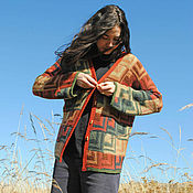 Одежда handmade. Livemaster - original item Patchwork knitted cardigan, author`s women`s wool jacket. Handmade.