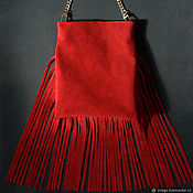 Сумки и аксессуары handmade. Livemaster - original item Red suede handbag with fringe. Handmade.