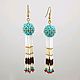 Earrings tassel bead turquoise, Tassel earrings, Kireevsk,  Фото №1