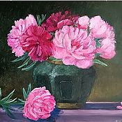 Картины и панно handmade. Livemaster - original item Oil painting. Pink peonies. Hug and love! Still life with flowers. Handmade.