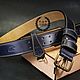 Кожаный ремень  темно -синий. Ремни. AV-Leather (Andrey Volovikov). Интернет-магазин Ярмарка Мастеров.  Фото №2