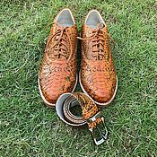 Обувь ручной работы handmade. Livemaster - original item a set of Python. Men`s shoes and belt.. Handmade.