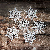 Для дома и интерьера handmade. Livemaster - original item Snowflakes 6 pieces set of white knitted 10 cm (2B). Handmade.