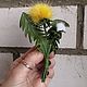 Брошь желтый одуванчик из кожи и меха норки. Брошь-булавка. AnnaTikhonovaFlowers. Интернет-магазин Ярмарка Мастеров.  Фото №2