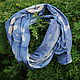 A soft linen scarf 'Fern and walnut' blue ekoprint. Scarves. Artinflat - natural dyeing. My Livemaster. Фото №4
