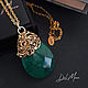 Large pendant on a chain with green agate stone ' Spring'. Pendant. Del-moro. My Livemaster. Фото №4