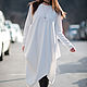Elegant, white tunic made of thick cotton - DR0121PM, Dresses, Sofia,  Фото №1