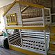 Кровать домик двухъярусная детская чердак из массива, Мебель для детской, Магнитогорск,  Фото №1