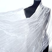 Аксессуары handmade. Livemaster - original item White scarf stole pressed silk women`s long Wide thin. Handmade.