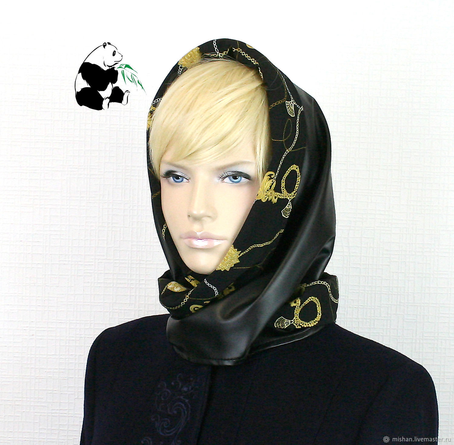 Designer double-sided scarf. Color black, Kerchiefs, Ekaterinburg,  Фото №1