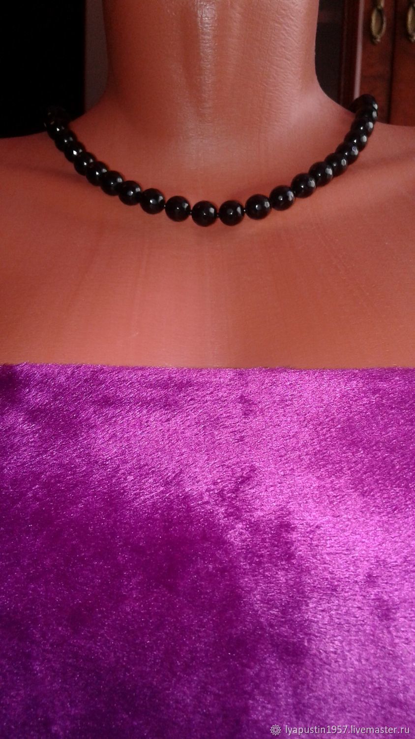 Beads natural black agate, Necklace, Moscow,  Фото №1