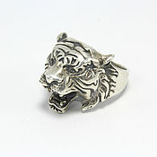 Украшения handmade. Livemaster - original item Male Tiger ring made of 925 sterling silver IV0085. Handmade.