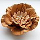Brooch leather Beige and peach flower with pearls. Brooches. Shagree (Shagree). Online shopping on My Livemaster.  Фото №2