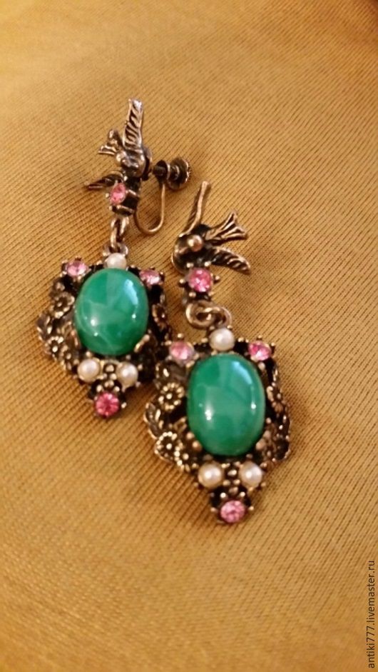 Vintage earrings/clip-on earrings with birds!, Vintage earrings, Moscow,  Фото №1