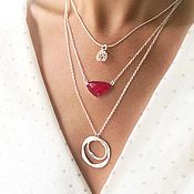 Украшения handmade. Livemaster - original item Scarlet rose necklace, agate, multilayer decoration triple necklace. Handmade.