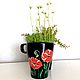 Circle 'Poppies on black', Mugs and cups, Novosibirsk,  Фото №1
