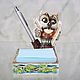 Holder for stickers and pens porcelain ' Scientist owl'. Desktop organizers. KASTdecor. Online shopping on My Livemaster.  Фото №2