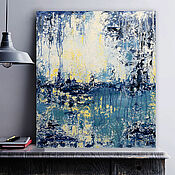 Картины и панно handmade. Livemaster - original item Abstract painting in blue tones in the office. Handmade.