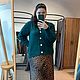 Кардиган джемпер женский вязаный из хлопка изумрудный зелёный лето, Кардиганы, Вологда,  Фото №1