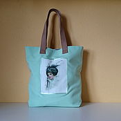 Сумки и аксессуары handmade. Livemaster - original item Mint Bag girl in Turban Shoulder bag textile shopper. Handmade.