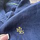 Винтаж: Люкс Old money. Льняная рубашка Ralph Lauren, тёмно-синяя, 42-44 р. Рубашки винтажные. Vintage-bazaar. Ярмарка Мастеров.  Фото №5