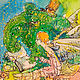 Картина принт акварель девочка ангел и слон "Сказка", Картины, Астрахань,  Фото №1
