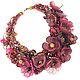 Dawn Burgundy Valley, Choker, Natural stones, handmade Flowers. Necklace. ms. Decorator. My Livemaster. Фото №5