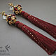 Серьги кисти бордовые "Garnet and gold". Серьги-кисти. Птицына Маргарита. Ярмарка Мастеров.  Фото №5