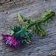 Order Textile boho brooch Thistle. Heat hands (TeplOlino). Livemaster. . Brooches Фото №3