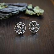 Украшения handmade. Livemaster - original item Silver stud earrings with hematite. Round Stud Earrings. Handmade.