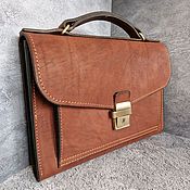 Кожаный портфель из кожи комбинированного цвета