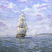 Картины и панно handmade. Livemaster - original item Oil painting of a sailboat on canvas | Seascape | Sailboat. Handmade.