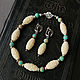 Bracelet and earrings with carved coral and variscite, Jewelry Sets, Voronezh,  Фото №1