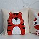 Order Baby pillow with Tiger embroidery. Bunniess and friends (toys-for-kids). Livemaster. . Pillow Фото №3