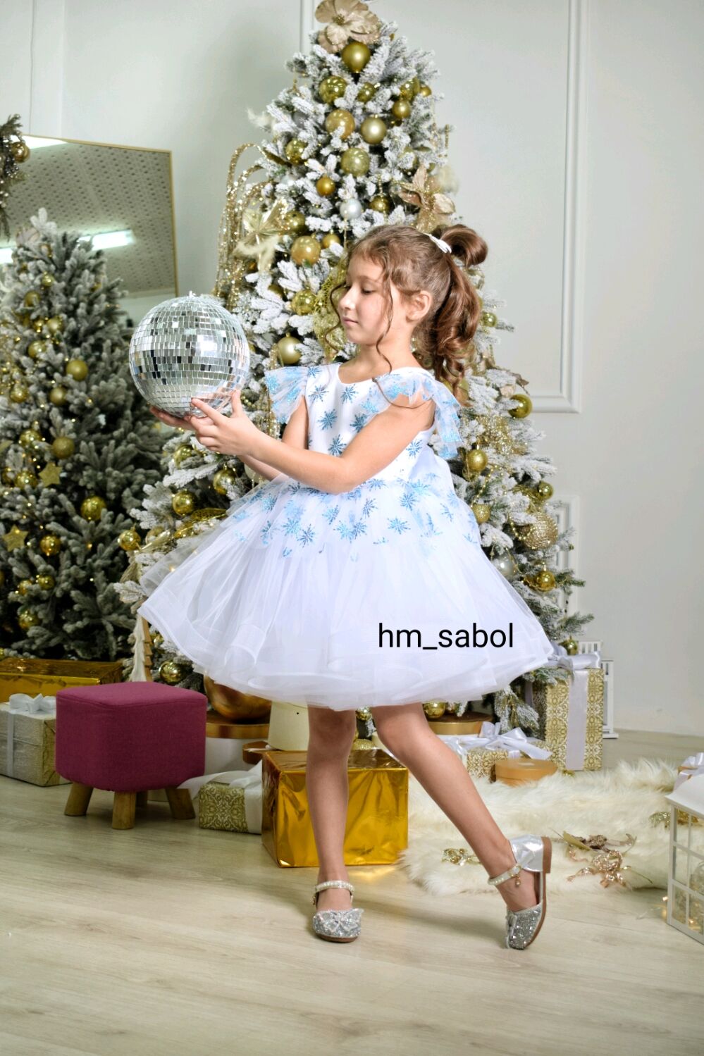 Новогоднее платье снежинки для девочки 3-5 лет-TU.