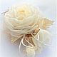 Brooch 'Creme de la Creme' Flowers from fabric. Brooches. cbzybt. My Livemaster. Фото №4
