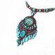 Turquoise ethno necklace (pendant) with pendants Chrysocolla, amazonite, coral, Necklace, Bryansk,  Фото №1