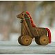Деревянная лошадка-игрушка на колёсиках. Мягкие игрушки. Ветки-Нитки. Интернет-магазин Ярмарка Мастеров.  Фото №2