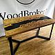 Стол-река из слэба капового карагача с эпоксидной смолой 150х80. Столы. WoodBroker. Ярмарка Мастеров.  Фото №4
