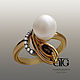 Ring: Gold ring with sea pearl and Topaz. Five hundred eighty five, Rings, Moscow,  Фото №1