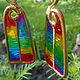 Earrings 'rainbow round trip', copper, plastic. Earrings. IVA rainbow art. My Livemaster. Фото №6