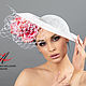 Белая дизайнерская шляпка для скачек с цветами "Сомерсет", Шляпы, Санкт-Петербург,  Фото №1