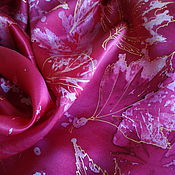 Батик шарфик из натурального шёлка "Огненные цветы"