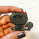 Brooch 'Gray disgruntled cat with a bow funny gray'. Brooches. greenfox-23. Online shopping on My Livemaster.  Фото №2