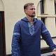 Order A shirt with a hood 'Radislav' in blue color. diva-omsk. Livemaster. . Mens shirts Фото №3