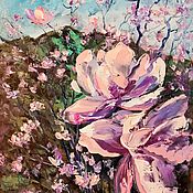 Картины и панно handmade. Livemaster - original item Oil landscape with flower trees 