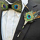 Pajarita y boutonniere con plumas de pavo real y gallo. Butterflies. Inessa Soloveva. Ярмарка Мастеров.  Фото №4