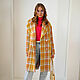 Cocoon coat checkered wool coat midi wool demi-season yellow, Coats, Novosibirsk,  Фото №1